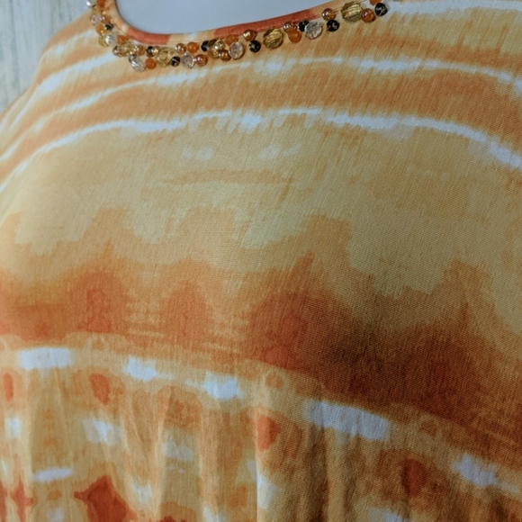 RUBY RD Orange Tie Dye Beaded Knit Dolman Career or Casual Top 1X Plus - Picture 9 of 11